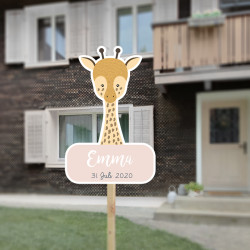 Personalisierbare Geburtstafel "Animaux" Giraffe